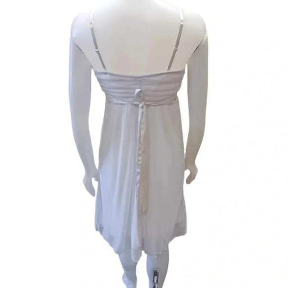 Le Chateau White Spaghetti Strap Lined A  Line Mini Dress Size Large - Picture 3 of 9